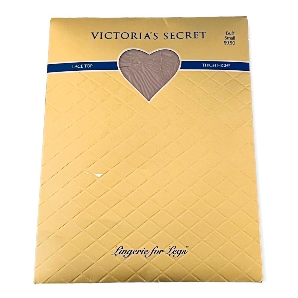 VICTORIA’S SECRET Vintage Lace Top Thigh Highs Buff Size Small NEW